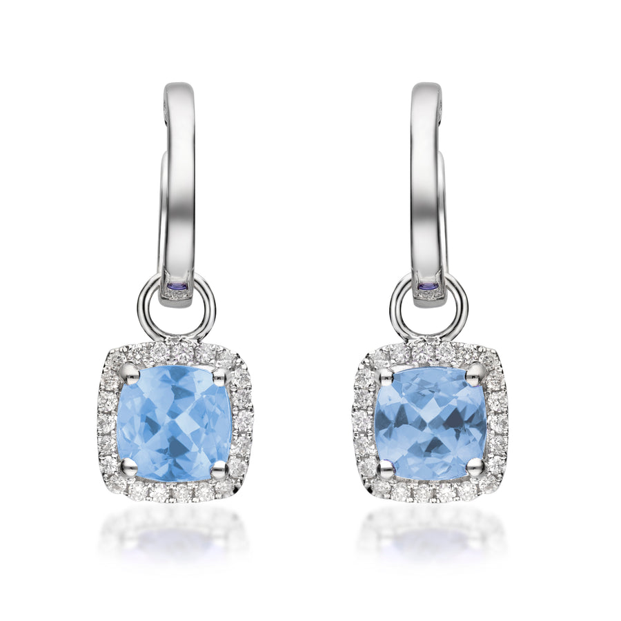 Erika 14K White Gold Cushion-Cut Brazilian Aquamarine Earring