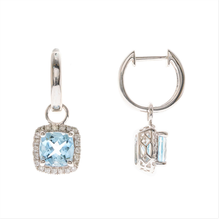 Erika 14K White Gold Cushion-Cut Brazilian Aquamarine Earring