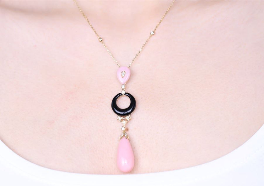 Billie 14K Yellow Gold Pear-Cut Peruvian Pink Opal Necklace