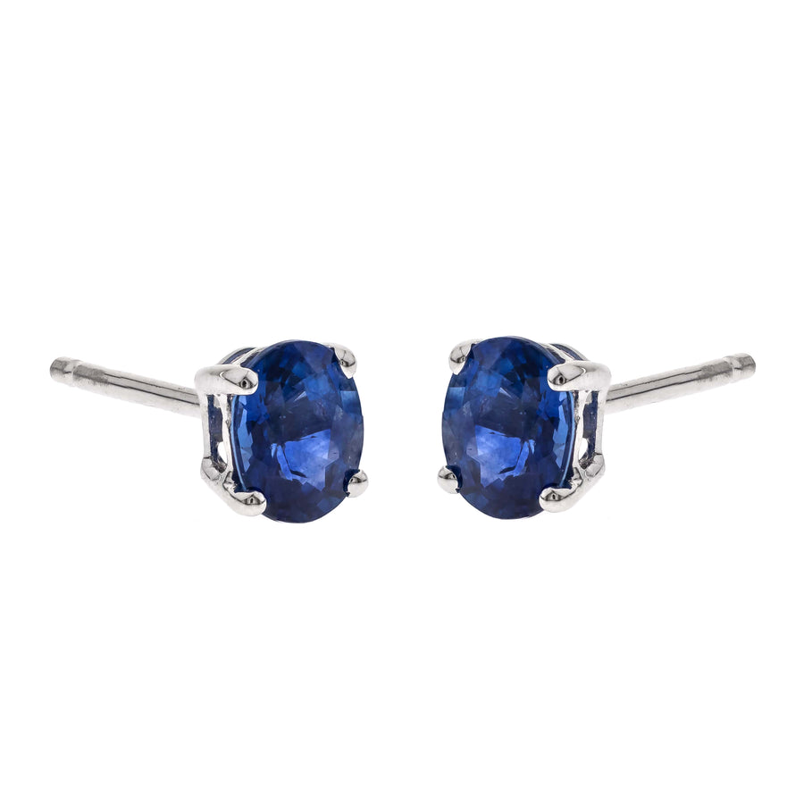 Harlee 14K White Gold Oval-Cut Ceylon Blue Sapphire Earring