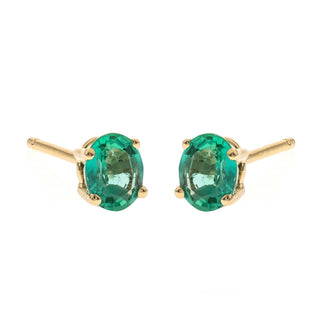 Alivia 14K Yellow Gold Oval-Cut Natural Zambian Emerald Earring