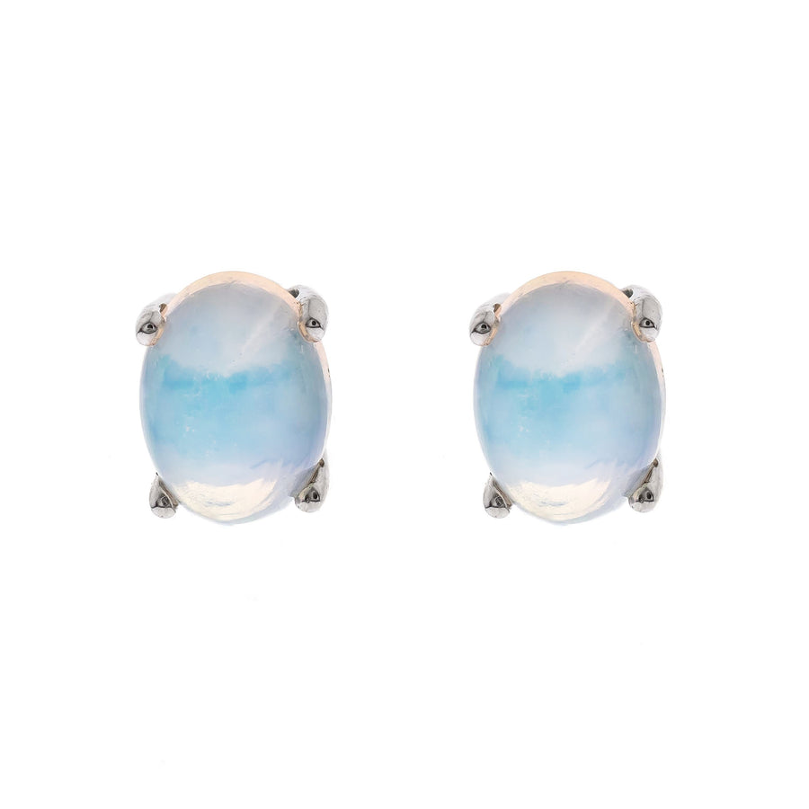 Scarlett 14K White Gold Oval-Cut Natural African Opal Earrings