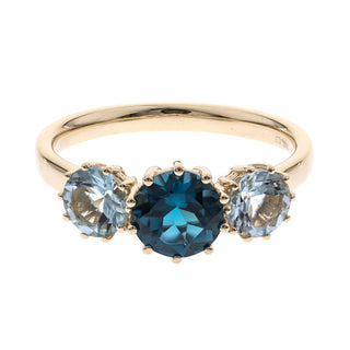 Faith 10K Yellow Gold Round-Cut Brazilian London Blue Topaz Ring