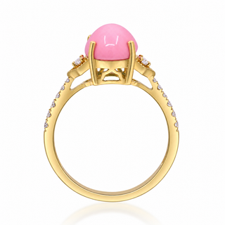 Kynlee 14K Yellow Gold Oval-Cab Pink Opal Ring