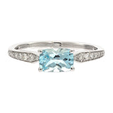 Elliana 10K White Gold Cushion-Cut Aquamarine Ring