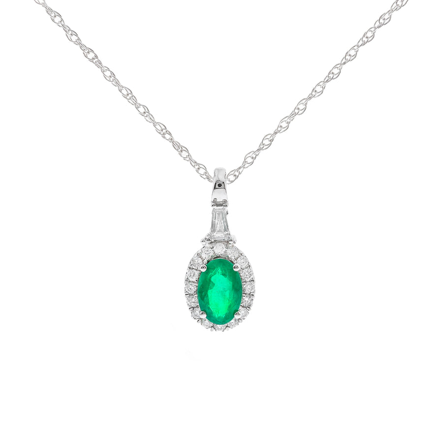 Berkeley 10K White Gold Oval-Cut Natural Zambian Emerald Pendant