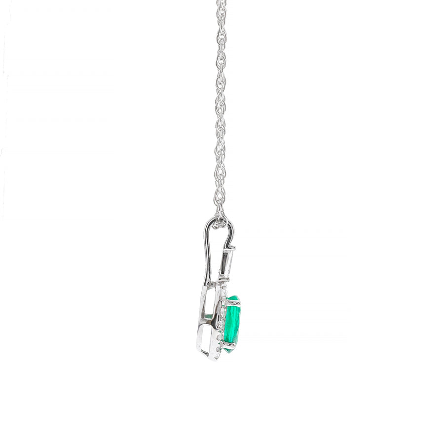 Berkeley 10K White Gold Oval-Cut Natural Zambian Emerald Pendant