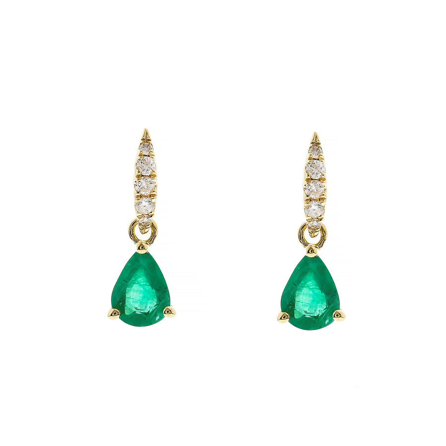 Adia 14K Yellow Gold Pear-Cut Natural Zambian Emerald Earring