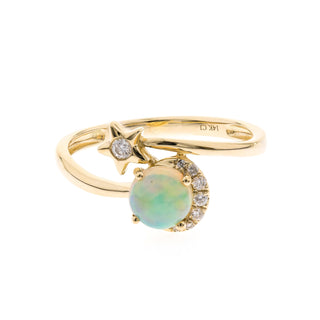 Luna 14K Yellow Gold Round-Cut Natural African Opal Ring