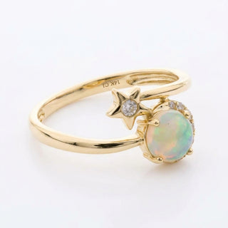 Luna 14K Yellow Gold Round-Cut Natural African Opal Ring