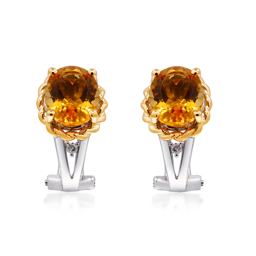 Genevieve 10K White Gold Oval-Cut Brazilian Citrine Earring