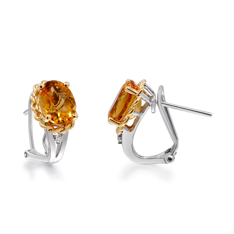 Genevieve 10K White Gold Oval-Cut Brazilian Citrine Earring