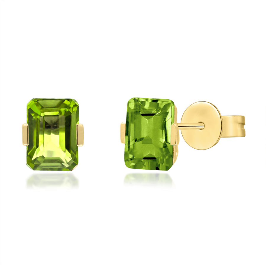 Callie 10K Yellow Gold Emerald-Cut Manchurian Peridot Earrings