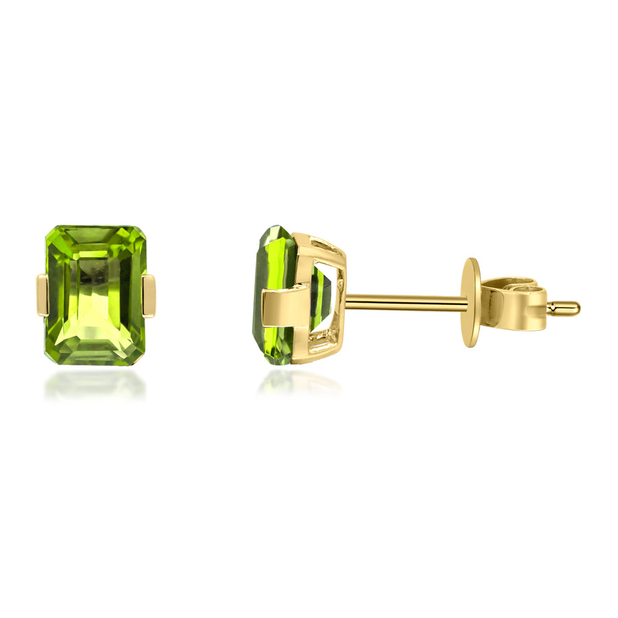 Callie 10K Yellow Gold Emerald-Cut Manchurian Peridot Earrings