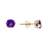 Sofia 10K Yellow Gold Cushion-Cut Amethyst Earring