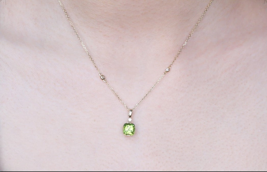 Penelope 10K Yellow Gold Cushion-Cut Manchurian Peridot Pendant