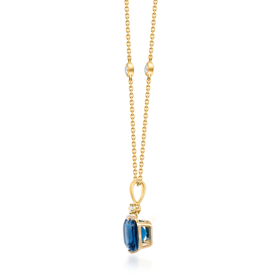 Samantha 10K Yellow Gold Cushion-Cut Brazilian London Blue Topaz Pendant