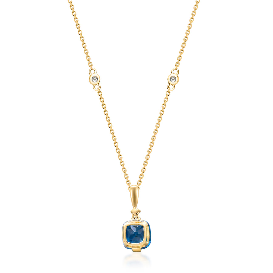 Samantha 10K Yellow Gold Cushion-Cut Brazilian London Blue Topaz Pendant