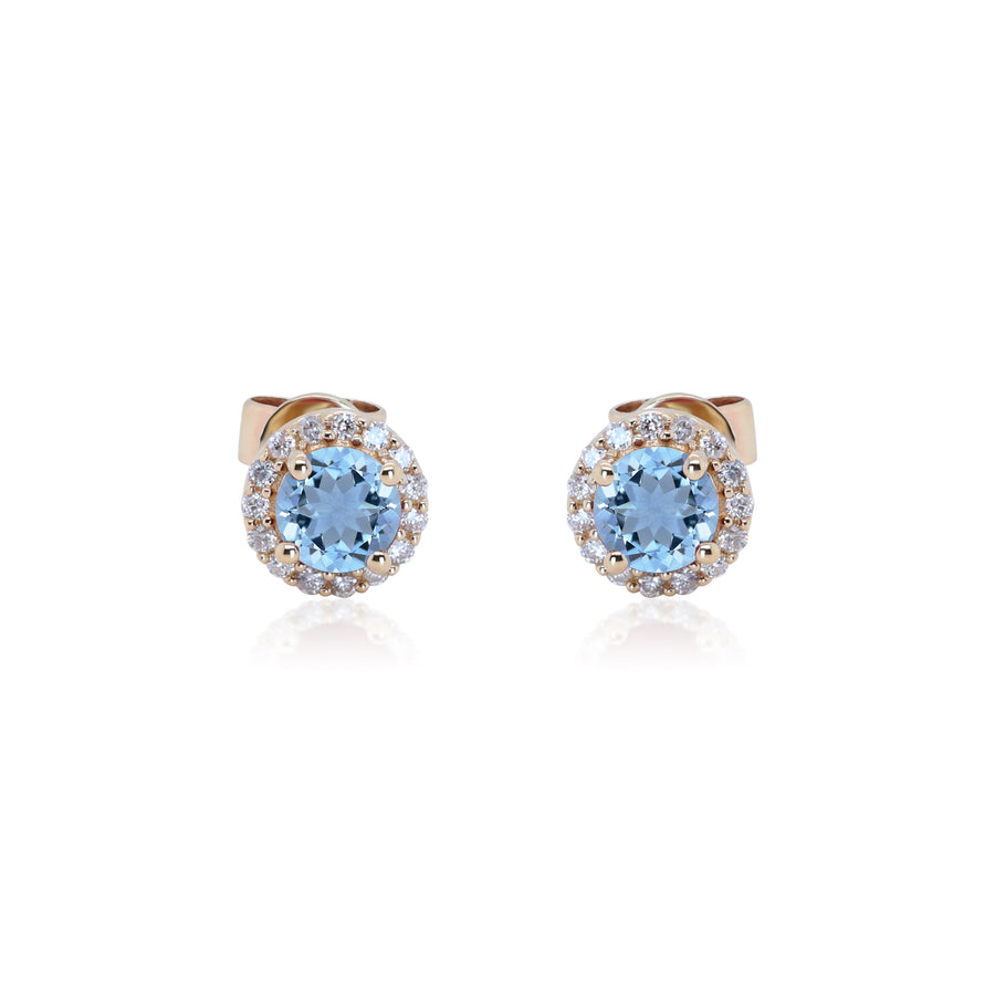 Hannah 14K Yellow Gold Round-Cut Brazilian Aquamarine Earrings