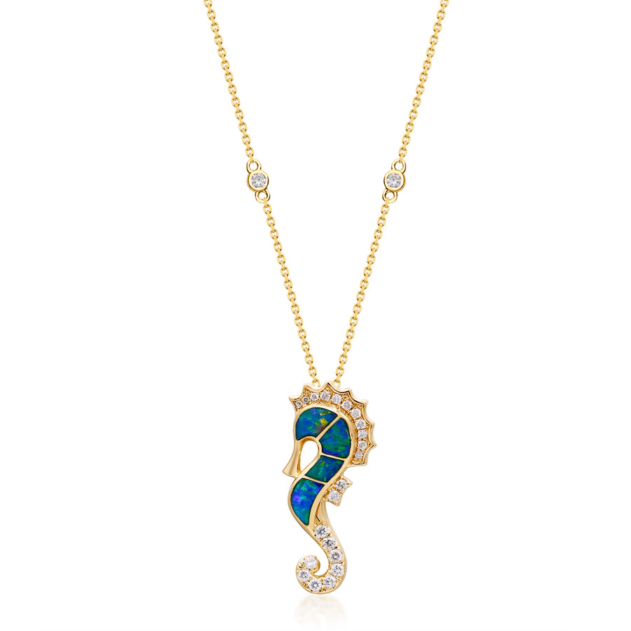 Adalynn 14K Yellow Gold Fancy-Cut Inlay Natural African Opal Pendant