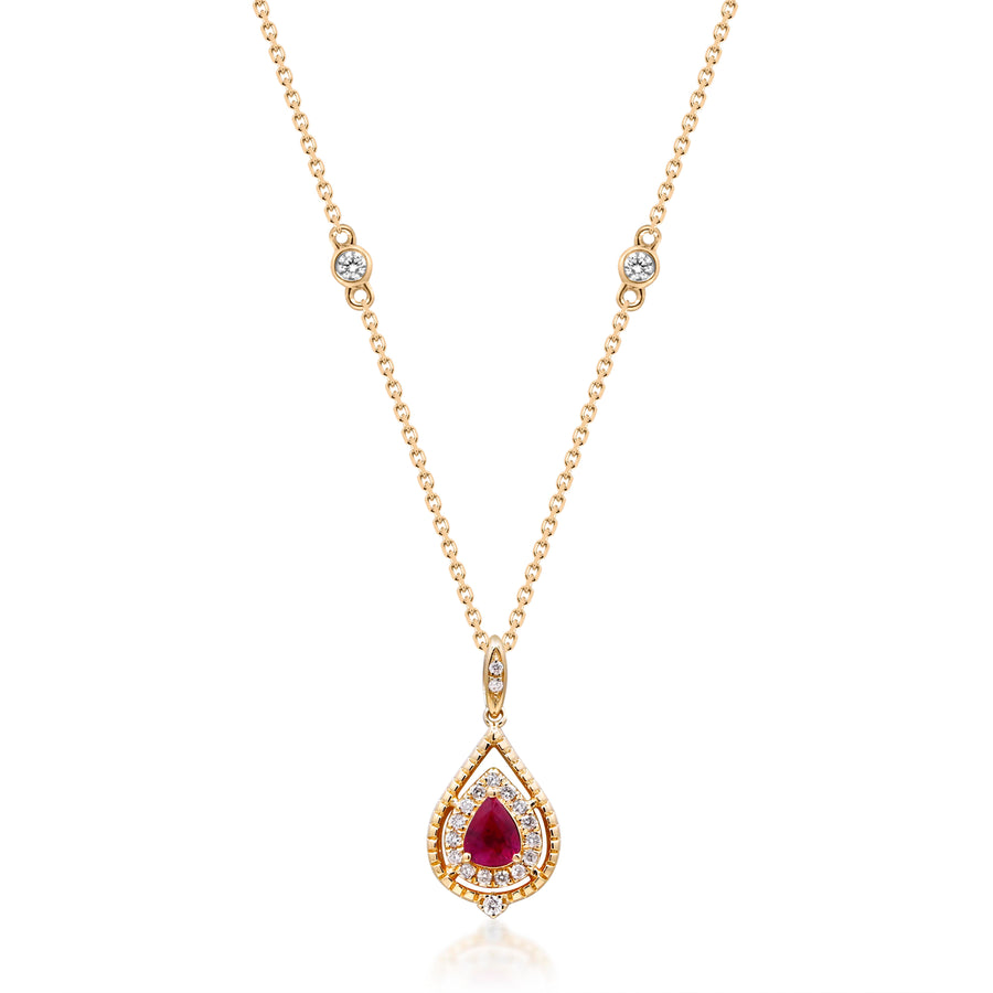 Edith 14K Yellow Gold Pear-Cut Mozambique Ruby Pendant