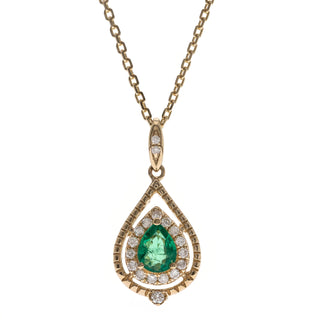 Layla 14K Yellow Gold Pear-Cut Natural Zambian Emerald Pendant