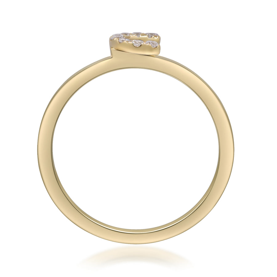 C Initial 14K Yellow Gold Round-Cut White Diamond Ring