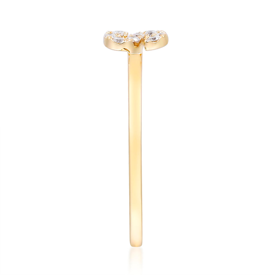 S Initial 14K Yellow Gold Round-Cut White Diamond Ring