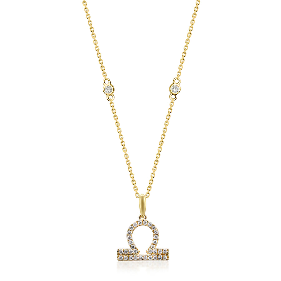 Libra 14K Yellow Gold Round-Cut White Diamond Pendant