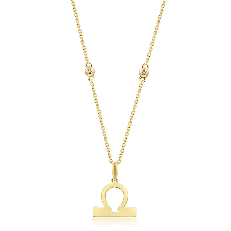 Libra 14K Yellow Gold Round-Cut White Diamond Pendant