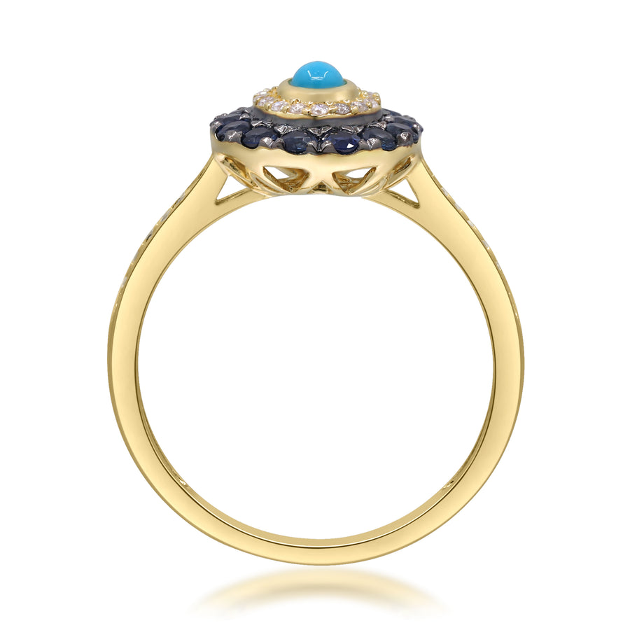 Emery 10K Yellow Gold Round-Cut Turquoise Ring