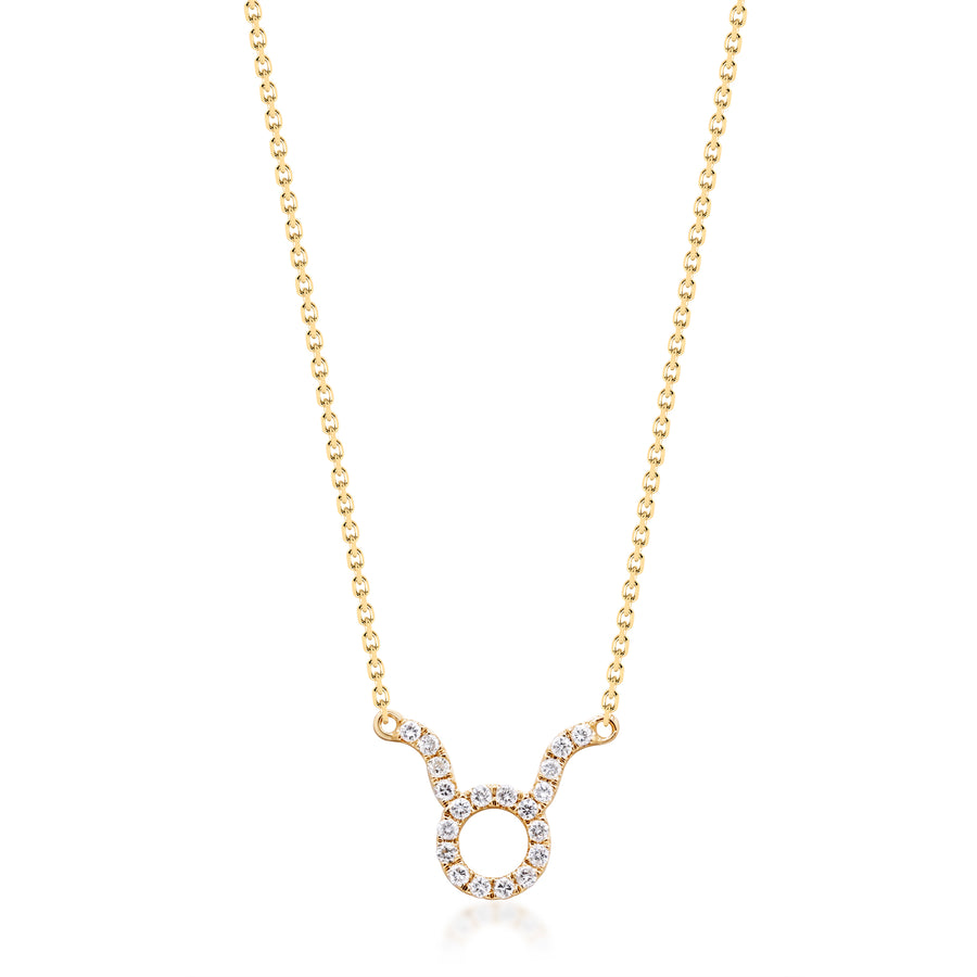 Taurus 14K Yellow Gold Round-Cut White Diamond Pendant