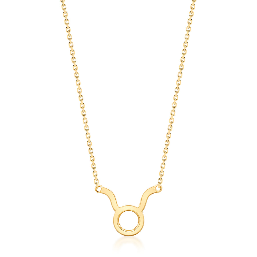 Taurus 14K Yellow Gold Round-Cut White Diamond Pendant