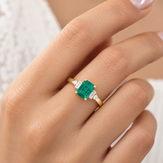 Evangeline 10K Yellow Gold Emerald-Cut Zambian Emerald Ring