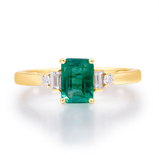 Evangeline 10K Yellow Gold Emerald-Cut Zambian Emerald Ring