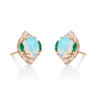 Murphy 10K Yellow Gold Oval-Cab African Opal Earrings