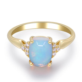 Sara 10K Yellow Gold Cushion-Cut Opal Ring