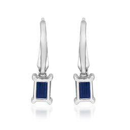 Eva 14K White Gold Emerald-Cut Ceylon Blue Sapphire Earrings