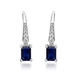 Eva 14K White Gold Emerald-Cut Ceylon Blue Sapphire Earrings