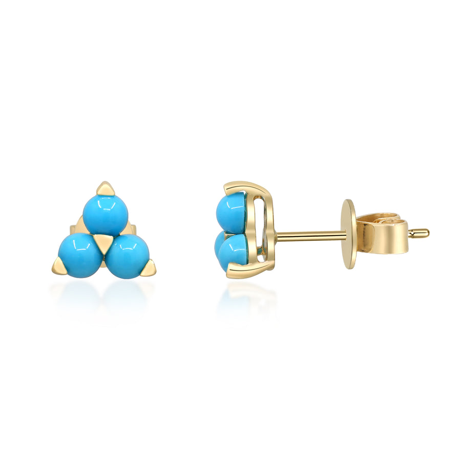 Natalia 10K Yellow Gold Round-Cut Arizona Turquoise Earring