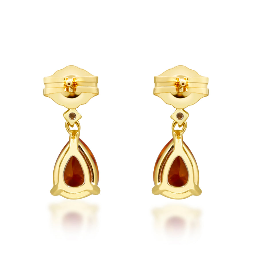 Kinsley 10K Yellow Gold Pear-Cut Mexican Fire Opal Earring