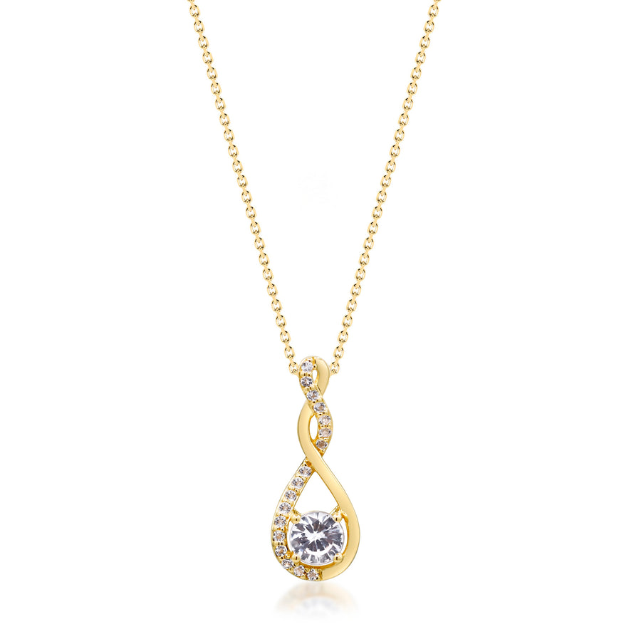 Olive 14K Yellow Gold Round-Cut White Topaz Pendant