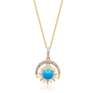 Savannah 14K Yellow Gold Round-Cut Arizona Turquoise Pendant