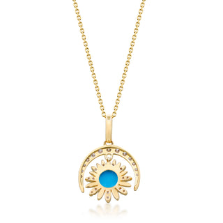 Savannah 14K Yellow Gold Round-Cut Arizona Turquoise Pendant
