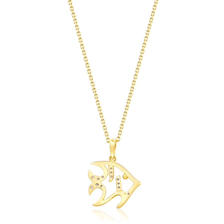 Ellie14K Yellow Gold Round-Cut White Diamond Pendant