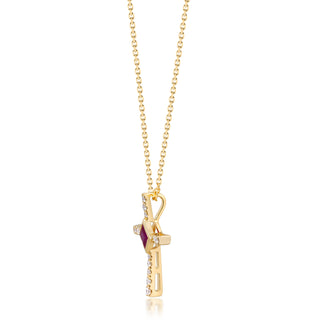 Amelie 14K Yellow Gold Square-Cut Mozambique Ruby Pendant