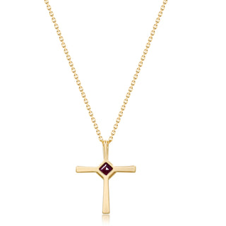 Amelie 14K Yellow Gold Square-Cut Mozambique Ruby Pendant