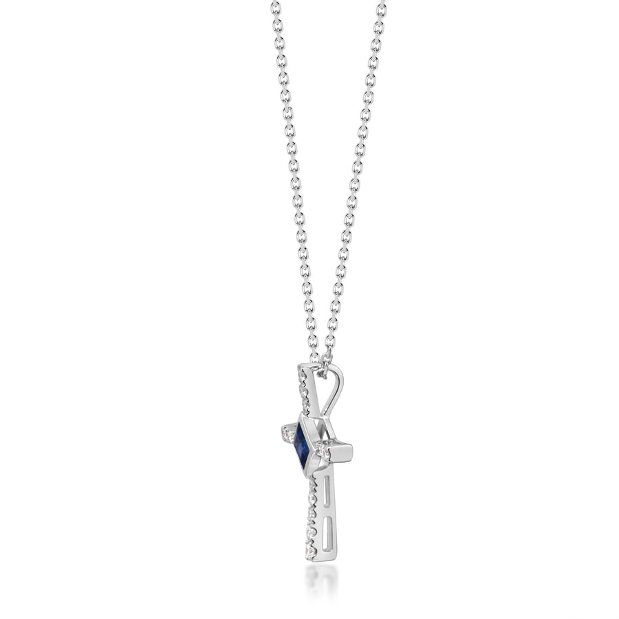 Nora 14K White Gold Square-Cut Ceylon Blue Sapphire Pendant