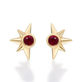 Moon 14K Yellow Gold Round-Cut Mozambique Ruby Earring