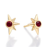 Moon 14K Yellow Gold Round-Cut Mozambique Ruby Earring
